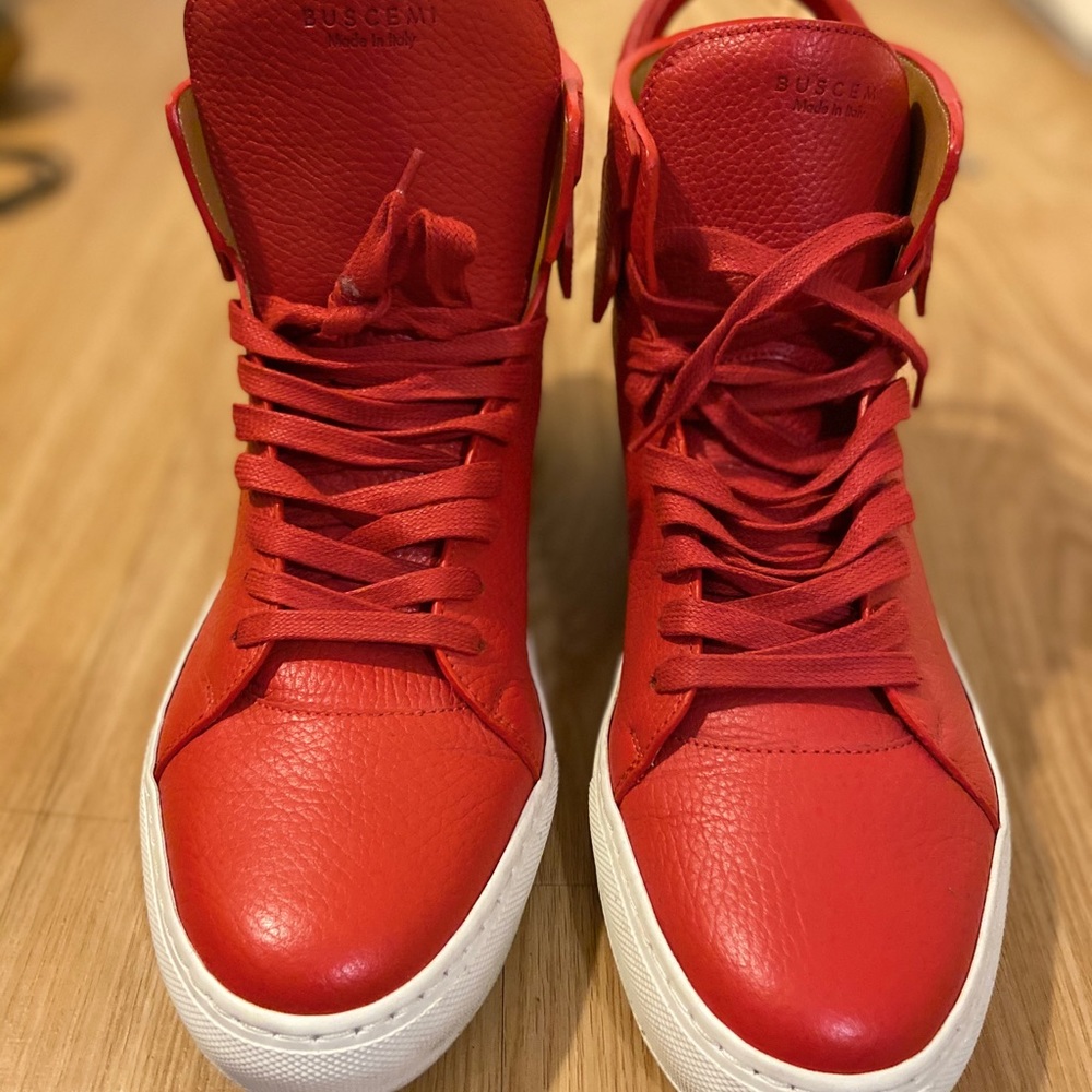 Buscemi  pebbled leather high top sneakers